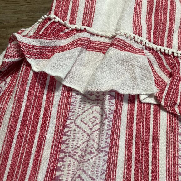 Anthropologie Pixie Tiered Maxi Skirt by De Novo size 12 L red white stripe midi - Picture 5 of 9